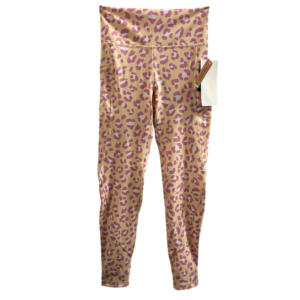 GOTTEX LEGGINGS, Size S, Yellow and Pink Animal Print Leggings w/ Pockets, NEW.
